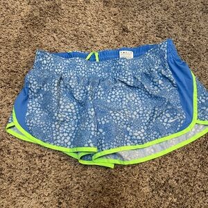 VGUC Nike DriFit athletic shorts. Size XL. Blue with lime green accents.